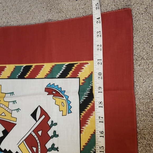 Vintage Southwest Thunderbird Cactus Bandana USA 50/50 - Picture 5 of 6